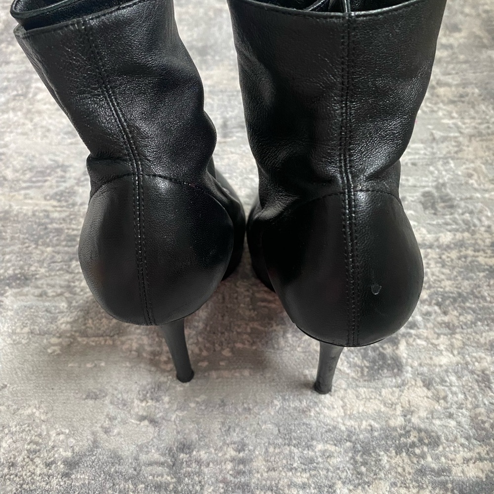 Christian Louboutin Black Heeled Boots with Red Soles - Picture 2 of 4